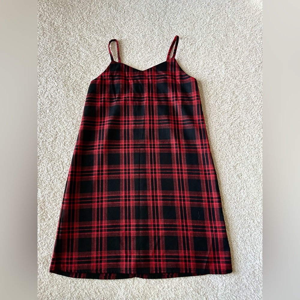 Girls Red & Black Plaid Dress